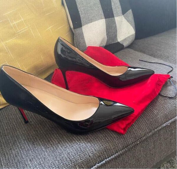 

dress shoes woman high heels luxury women designers red ladies super (12cm-up) pointed toe big size, Black