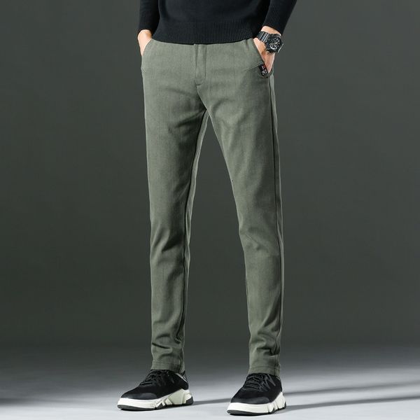

pants brand pants men casual elastic long trousers male cotton black army green work pant men's autumn winter big size 28-38