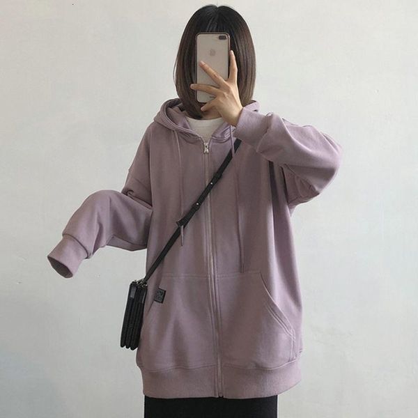 

jumpsuit harajuku with hat hoodies women zipper kangaroo pocket casual loose solid color sweatshirt female fashion new fem, Black;white