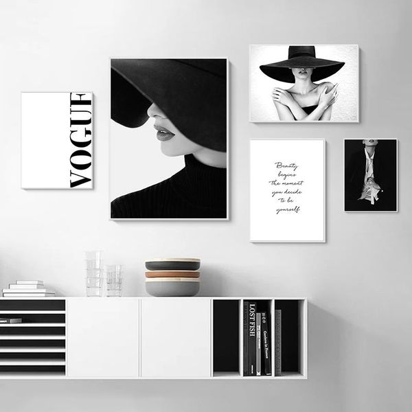 

paintings fashion woman model canvas poster print vogue quotes wall art painting nordic style modern picture for living room decoration