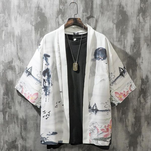 

ethnic clothing japanese kimono traditional samurai cardigan men summer yukata women harajuku cosplay asian clothes haori 31073, Red