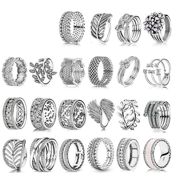 

ring pan family 925 silver couple fashion trend pair elegant beaded love gift