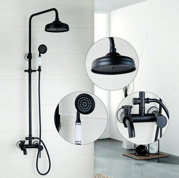 

bathroom wall mount shower faucet black, oil rubbed bronze set head, antique rain bath and sets