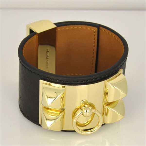 

cdc new design titanum steel bracelet with genuine leather in many colors women and man brand name jewelry gifts ps5375, Golden;silver
