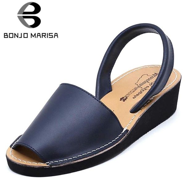 

ladies concise slip-on fisherman casual heeled sandals women med wedges platform shoes woman, Black