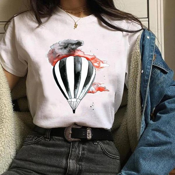 

tees graphic watercolor balloon summer women t shirts fall print clothing 90s clothes female shirt womens, White