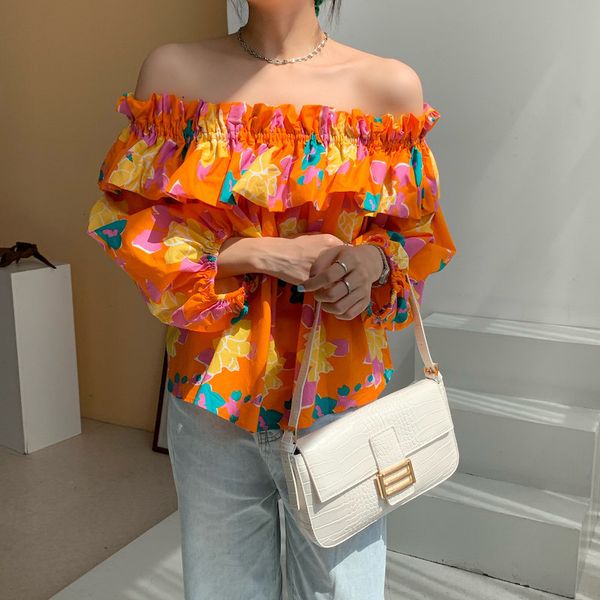 

dress retro slash neck cotton printed loose chic stylish florals women vintage korean shirts, White