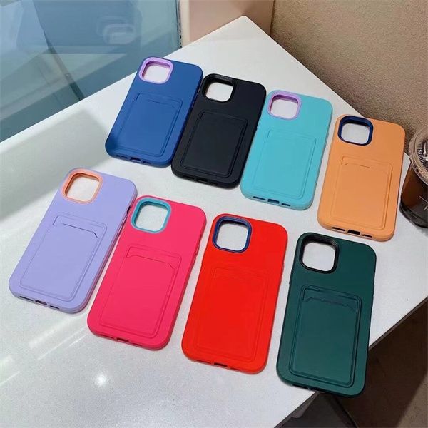 TPU Telefon Kılıfları Temizle Kredi Kartı Cep Çantası Yuvaları Tutucu Cüzdan Arka Kapak Kılıfı Darbeye Koruyucu Iphone 12 11 Pro Max Mini X XS 13 Samsung A12 A22 A32 A52 Kılıfı