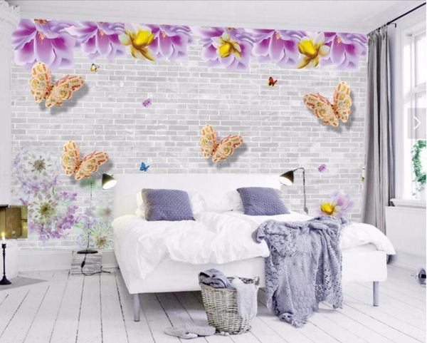 

wallpapers cjsir custom po wallpaper mural wall sticker magnolia flower butterfly romantic european style tv papel de parede