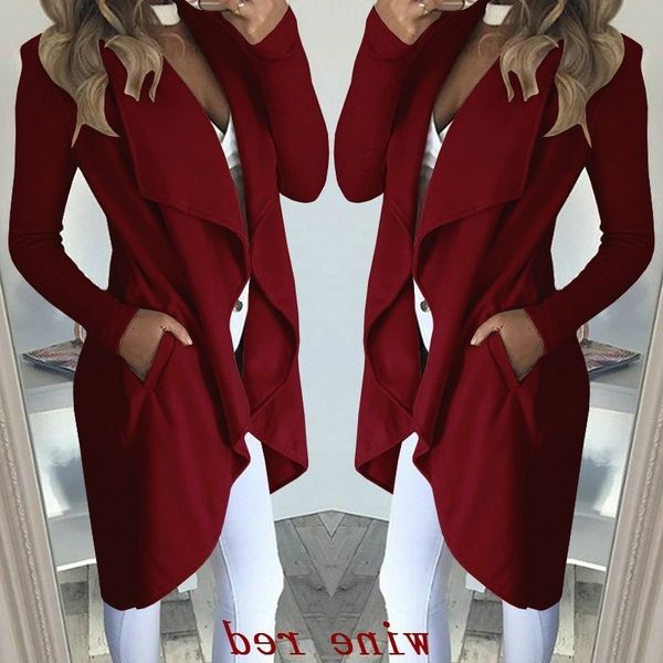 

new fashion solid color slim long windbreaker coat women's wear, Tan;black