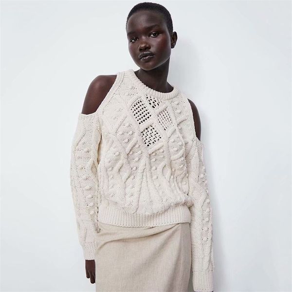

ladies spring round neck knit sweater hollow for women's 210513, White;black