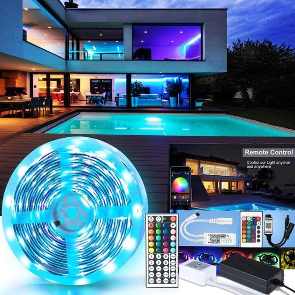 

strips 5m 10m led strip light rgb flexible ribbon fita lights tape diode dc 12v+ remote control+power supply