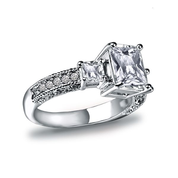 

2022 square zircon ring platinum diamond ring jewelry, Silver
