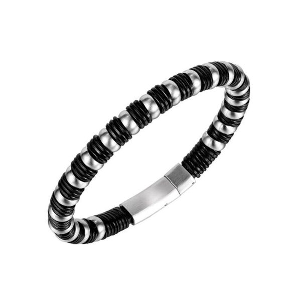 

link, chain stainless steel black men punk rock bead magnetic attraction rope bracelet bangle jewelry gift for him