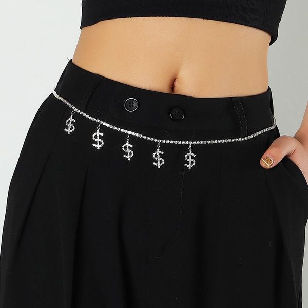 

belts dollar sign rhinestone waist chain woman beach charm bikini belly body jewelry accessories jk skirt with dress, Black;brown