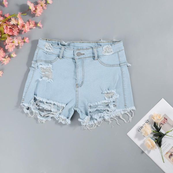 

women's shorts summer woman ripped denim high waist irregular tassel slim jeans insert pockets drop #t2g, White;black