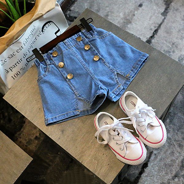 

korean ins kids girls denim shorts spring summer princess pants 2442 v2, Black