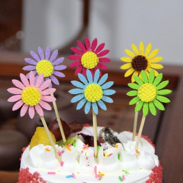 

other event & party supplies aq 3pcs colorful sunflower birthday cake er diy decoration for kids favors cupcake ers non-woven flower