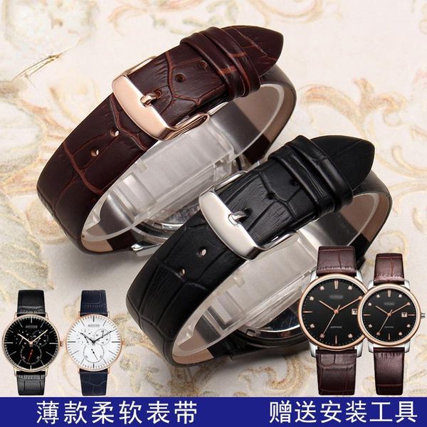 

watch bands watchbands genuine leather band for ge ya 6205g l7011 vintage series thin and soft black men women strap, Black;brown