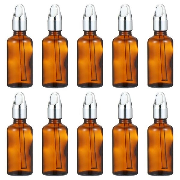 

storage bottles & jars 10pcs 50ml refillable glass dropper bottle essential oil perfume dispensing