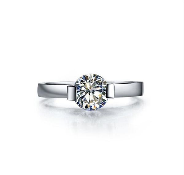 

solid platinum pt950 1ct moissanite engagement ring fine jewelry statement wedding gift d color vvs1 for sister daugther cluster rings, Golden;silver