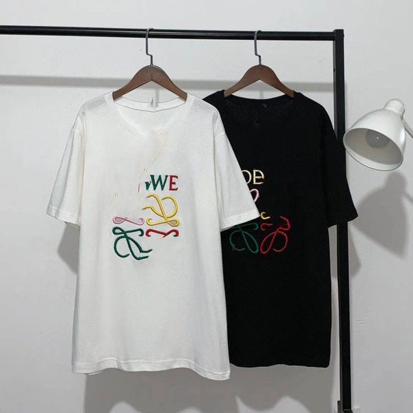 

spring and summer new big letter embroidery 21s round neck short sleeve t-shirt, Gray