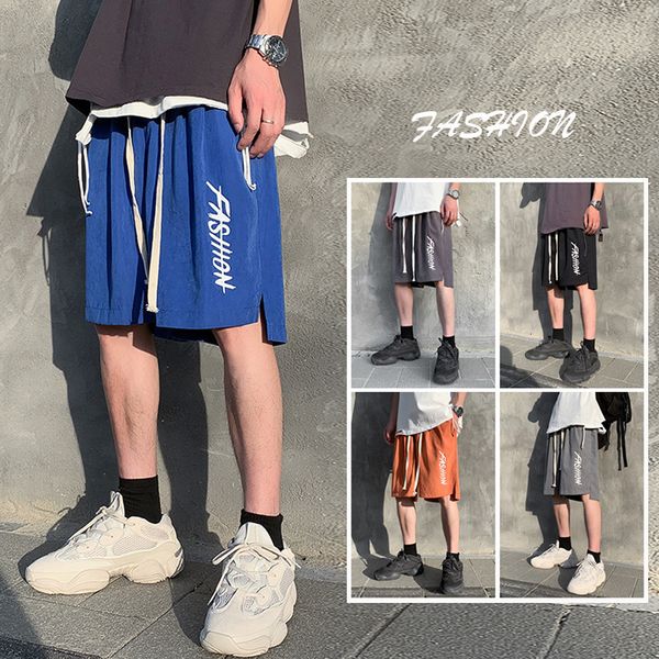 

men letter printed running shorts hip hop casual versatile loose fit shorts korean style trend ins fashion pants, White;black