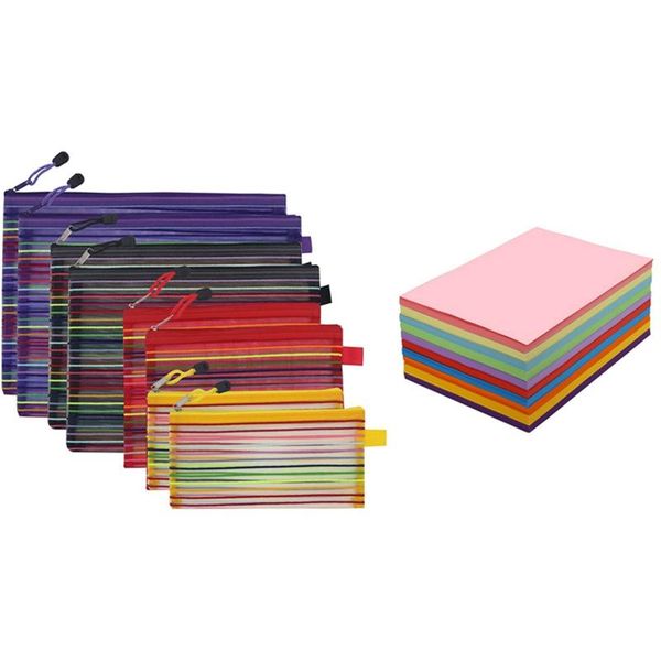 

other arts and crafts a4 color copy paper with zipper file bags pouch mesh bag