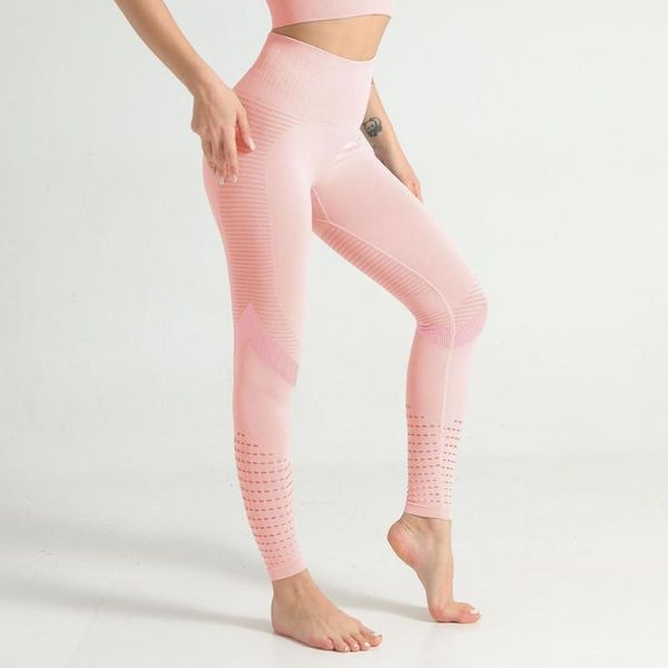 

women's leggings women high waist hollow out seamless workout stretchy stripes pants, Black