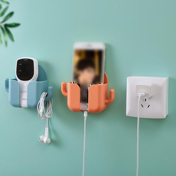 

hooks & rails punch-paste type mobile phone charging storage rack wall-mounted remote control box