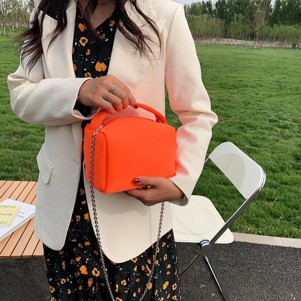 

evening bags trend fashion handbag square hand carry lunch box female solid color shoulder bag simple luxury nylon small