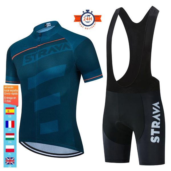 

racing sets strava 2021 cycling jerseys summer mountain bike short sleeve wear mtb jersey man riding clothing, Black;blue