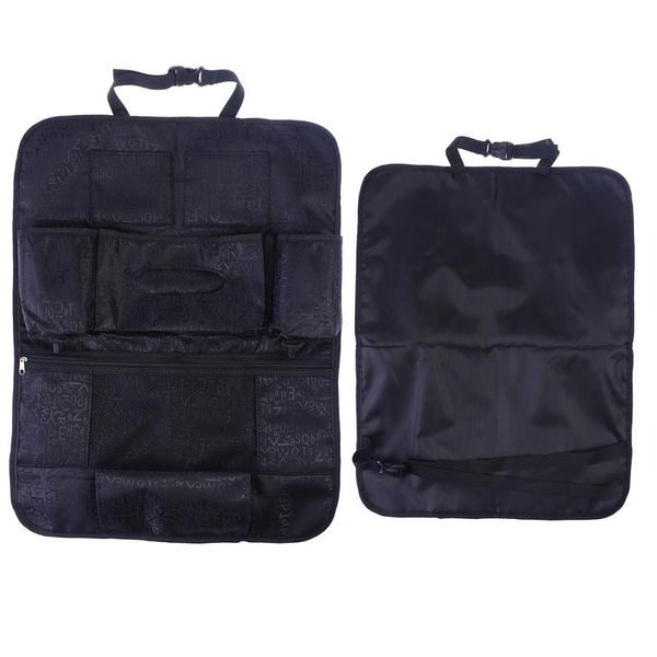 

car organizer oxford cloth multi-pocket back seat storage cover bag (black)