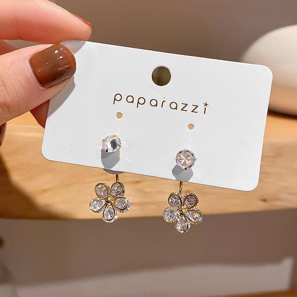 

925 silver needle new fashion fashion flash diamond flower temperament versatile advanced sense earrings women