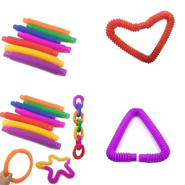 Poptube Fidget Sensory Toys Pop Twist Tubes Stretch Teleskopbalg Stress Angst Linderung Verlängerung Finger Tube Medium