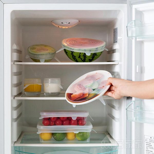 

kitchen storage & organization 6pcs universal silicone stretch lids adjustable bowl pot lid cover pan cooking fresh microwave cove