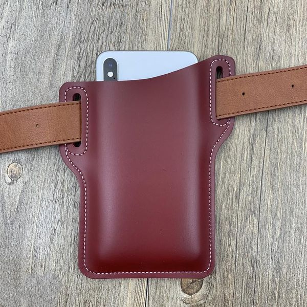 

luxury imitation leather men cellphone loop holster case for belt waist bag props purse phone wallet ipho cell cases