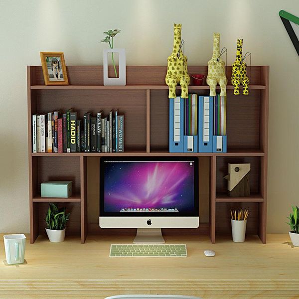 

hooks & rails multi-layer tablesmall bookshelf student computer table deskshelf bookcase dormitory office storage rack 110/120cm fb