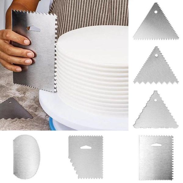 

baking & pastry tools 6 shapes stainless steel cake scraper rectangular triangular trapezoid oval serrate appliance