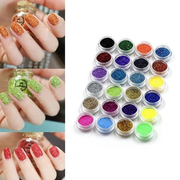 

false nails 24 color/set metal shiny glitter nail art acrylic uv powder tool kit ey669, Red;gold