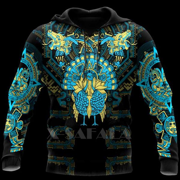 

men's hoodies & sweatshirts aztec mayan turkey thanksgiving 3d print hoodie man women harajuku outwear zipper pullover sweatshirt unise, Black
