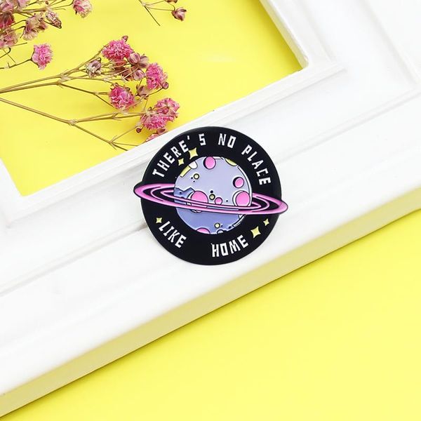 

pins, brooches there's no place like home round earth enamel pin stars love the lapel fashion punk creative badge, Gray
