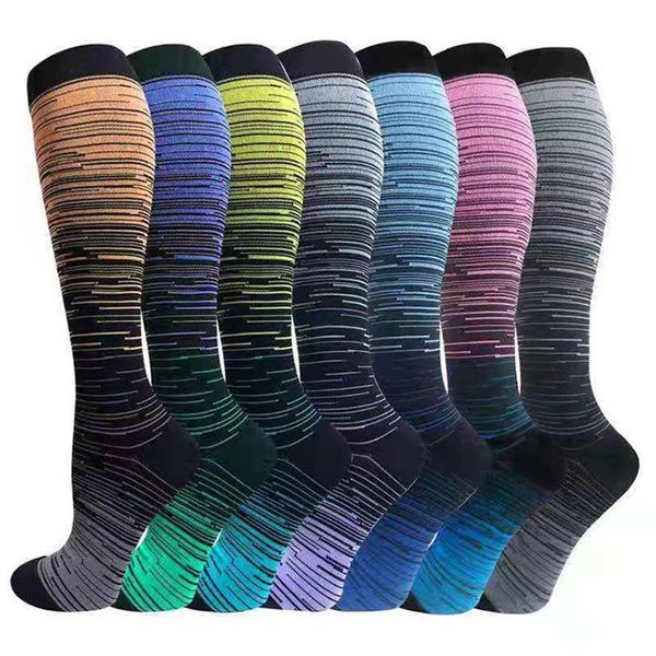 

men's socks running men women compression gradual change travel sport outdoor cycling long pressure stockings, Black