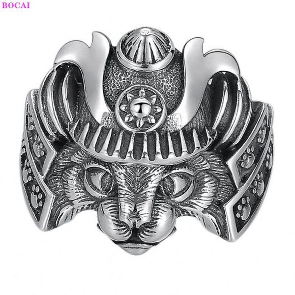 

cluster rings s925 sterling silver fashion bear footmark cat personality pure argentum for men and women valentine's day gift, Golden;silver