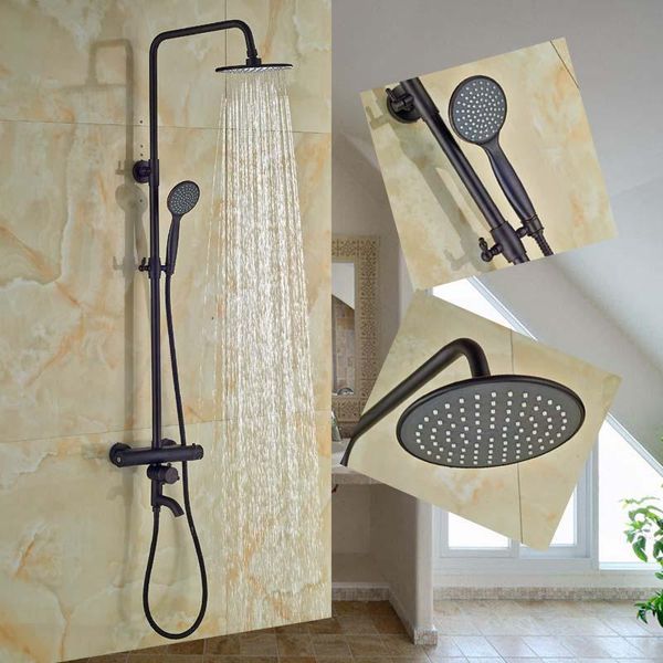 

oil rubbed bronze thermostatic valve mixer tap hand shower sprayer bathroom sets