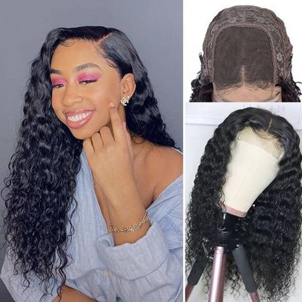 

lace wigs curly human hair wig 4x4 closure kinky 180 density glueless brazilian for women, Black;brown
