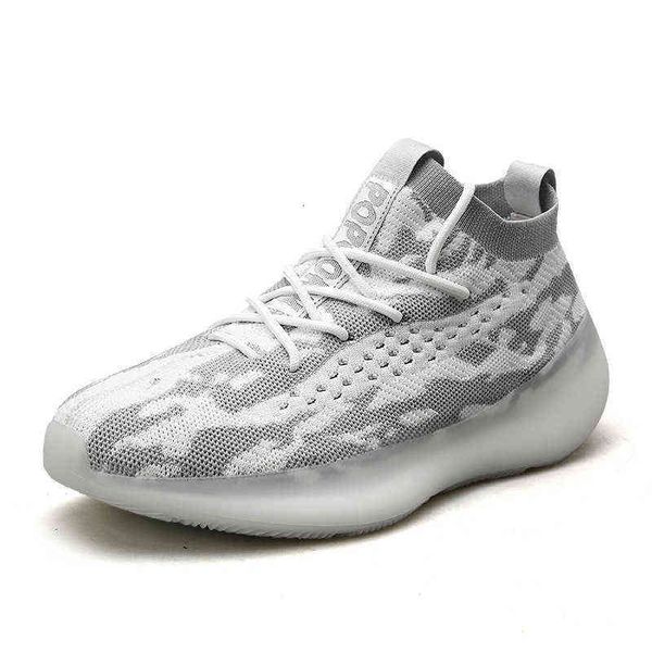 

2021 men's sports sho leisure breathable large mh running outdoor popcorn bottom flying woven