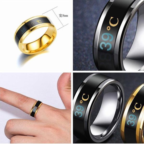 

fashion intelligent temperature sensitive color changing hip hop ring for men by 316l stainless steel