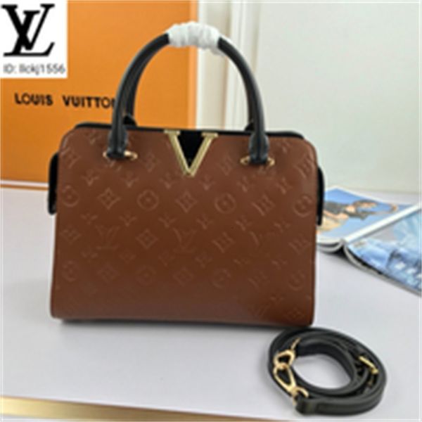 

totes brand designer luxury m44826 brown patent leather embossed handbag shoulder bag women handbags iconic bags handles shoulder bags c, Red;black