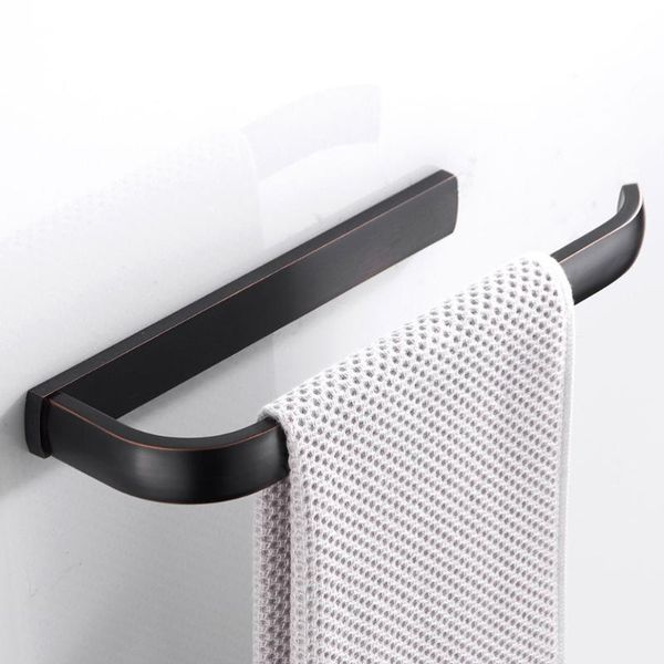 

29.5x2.7cm towel rack wall mounted ring single rod bath bar bathrobe holder for kitchen bathroom (black) racks